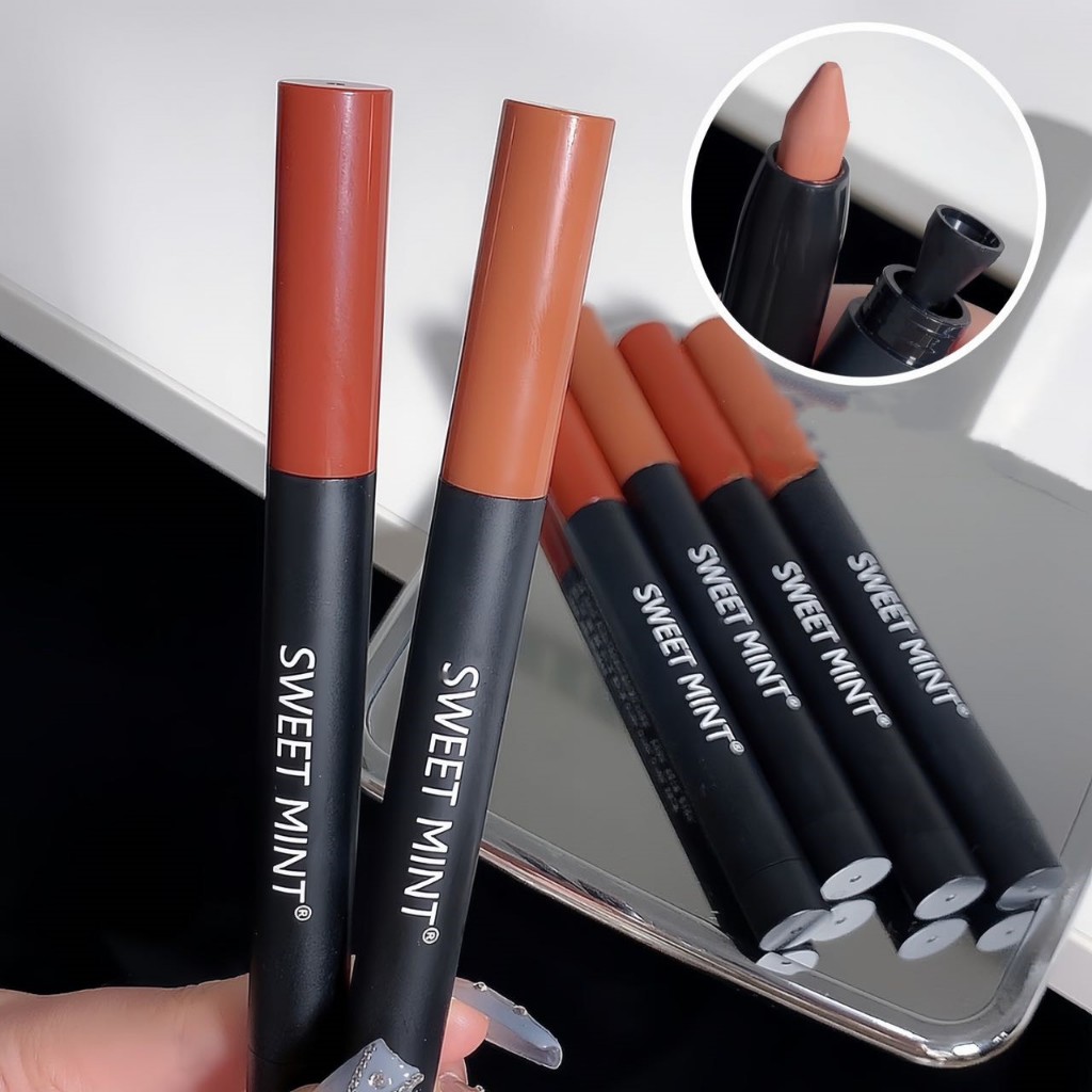SWEET MINT® Son Môi Kiêm Bút Kẻ Viền Môi Chống Thấm Nước Lâu Trôi Không Dính Thành Cốc