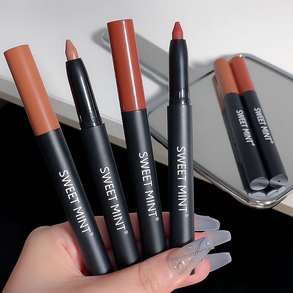 SWEET MINT® Son Môi Kiêm Bút Kẻ Viền Môi Chống Thấm Nước Lâu Trôi Không Dính Thành Cốc