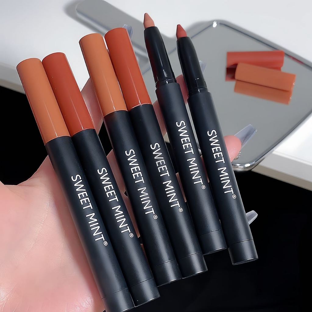 SWEET MINT® Son Môi Kiêm Bút Kẻ Viền Môi Chống Thấm Nước Lâu Trôi Không Dính Thành Cốc