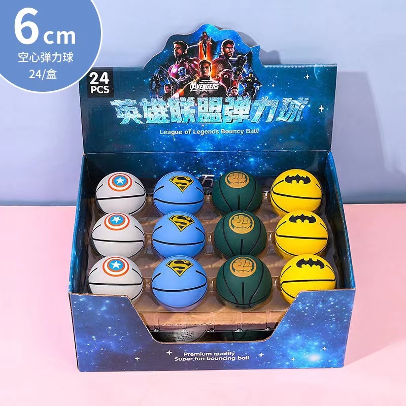 Bóng rổ đồ chơi bằng cao su đàn hồi cao 6cm họa tiết hoạt hình cho bé