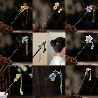 Mới Trâm Cài Tóc Bằng Gỗ Đàn Hương Cao Cấp Đính Hoa Và Tua Rua Phong Cách Cổ Điển