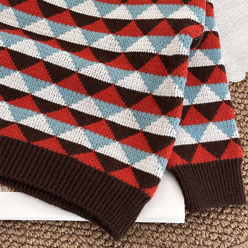 Áo sweater Hình Thoi Phối Màu Tương Phản Thời Trang Xuân Thu Cho Bé