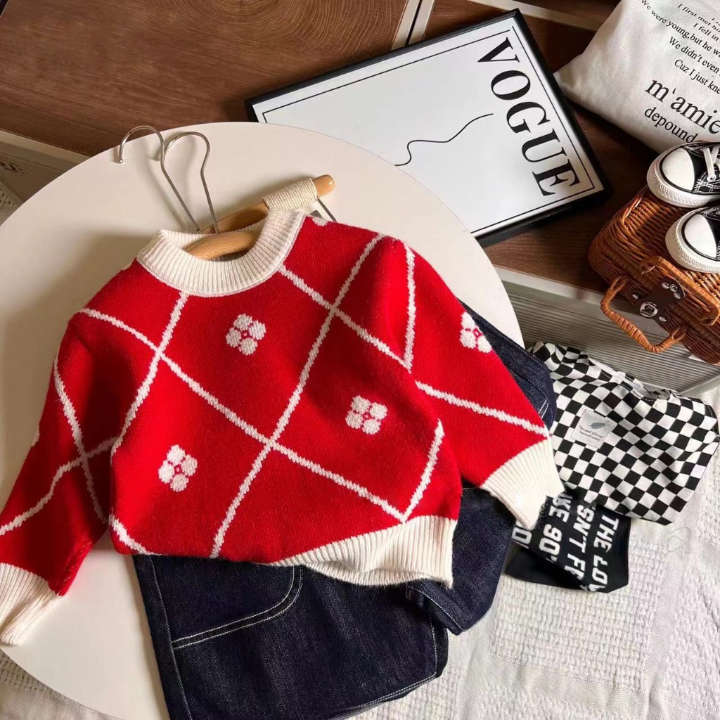 Áo sweater Cổ Thuyền Tay Dài Kẻ Sọc Màu Tương Phản Thoải Mái Thời Trang Thu Đông Cho Bé Gái