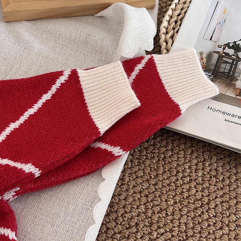 Áo sweater Cổ Thuyền Tay Dài Kẻ Sọc Màu Tương Phản Thoải Mái Thời Trang Thu Đông Cho Bé Gái