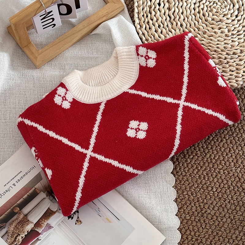 Áo sweater Cổ Thuyền Tay Dài Kẻ Sọc Màu Tương Phản Thoải Mái Thời Trang Thu Đông Cho Bé Gái