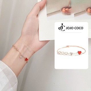 Vòng tay JOJO COCO mặt hình trái tim đính đá zircon phong cách Hàn Quốc tinh tế cho nữ