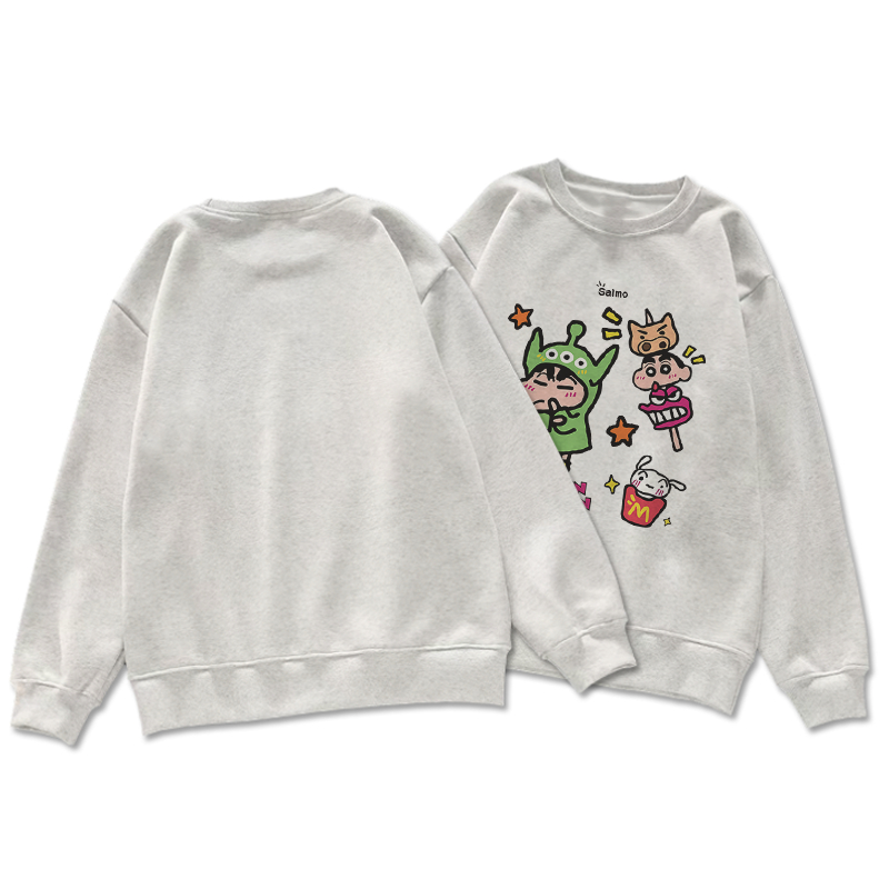 Áo thu đông nữ cổ tròn xám ghi local brand SALMO áo nỉ dài tay form rộng Y0377