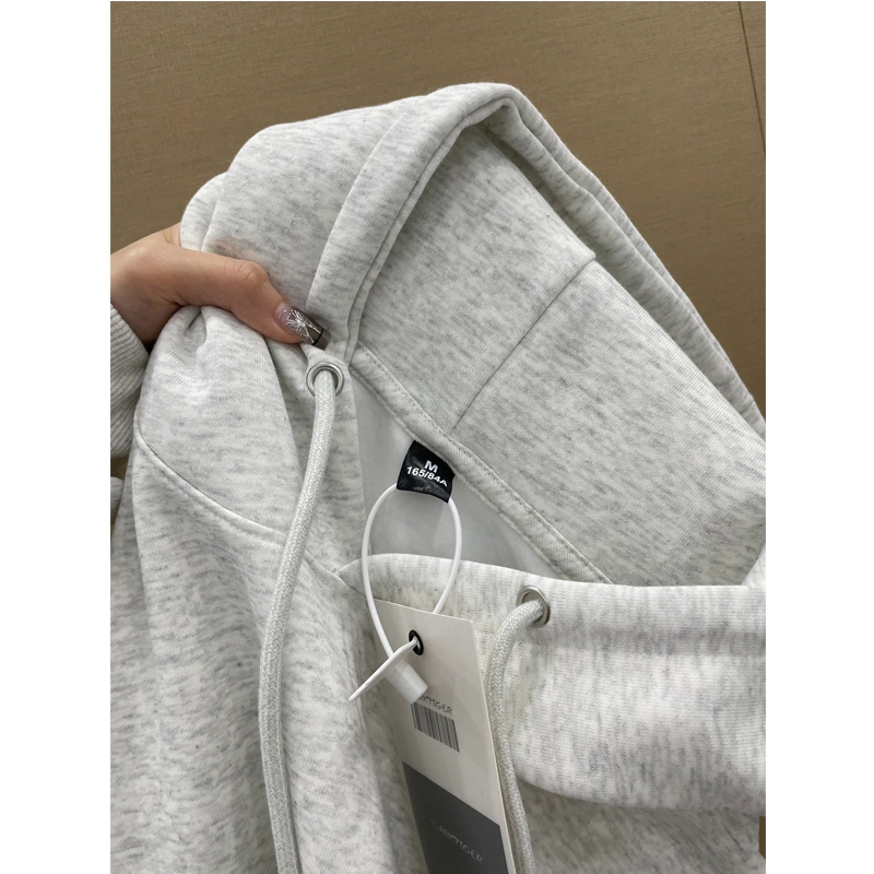 Áo hoodie Vải Bông Dày Chui Đầu in Hình Ngôi Sao Màu Trắng Xám Phong Cách Mỹ Thời Trang Thu Đông Mới Cho Nam Và Nữ