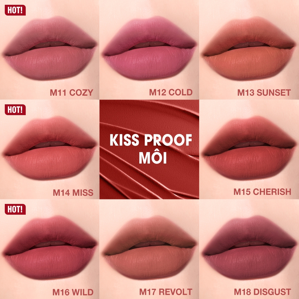 O.two.o Thỏi Son Lì Nhung Mịn Lâu Trôi Không Thấm Nước Chống Khô 8 Màu Tùy Chọn 39g