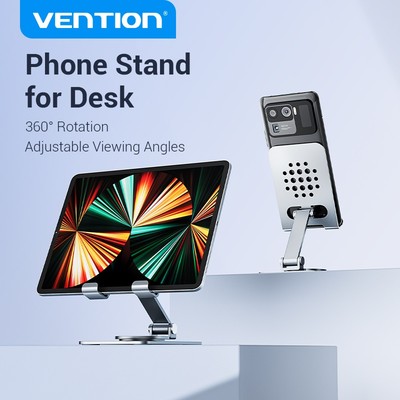 Giá đỡ điện thoại/máy tính bảng Vention xoay 360° bằng hợp kim nhẹ để bàn thích hợp cho iPhone 15 Pro iPad