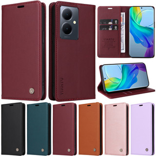 Vỏ Sang Trọng Cho Vivo Y36 5G Y27s Y03 Y18 Y28s Y16 4G Y02s V60 Lite Y27 4G V29 Lite V27 Pro 5G Y36 4G V50 Lite Retro Ví Sách Da Khe Cắm Thẻ Lật Da Đứng Bao Da