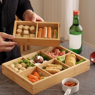 Khay gỗ tre đa năng đựng khay gỗ chia nhiều ngăn phục vụ