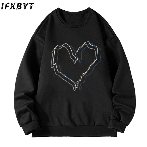 Áo sweater nam đen IFXBYT đẹp basic thời trang in hình unisex 100% cotton-Y0426