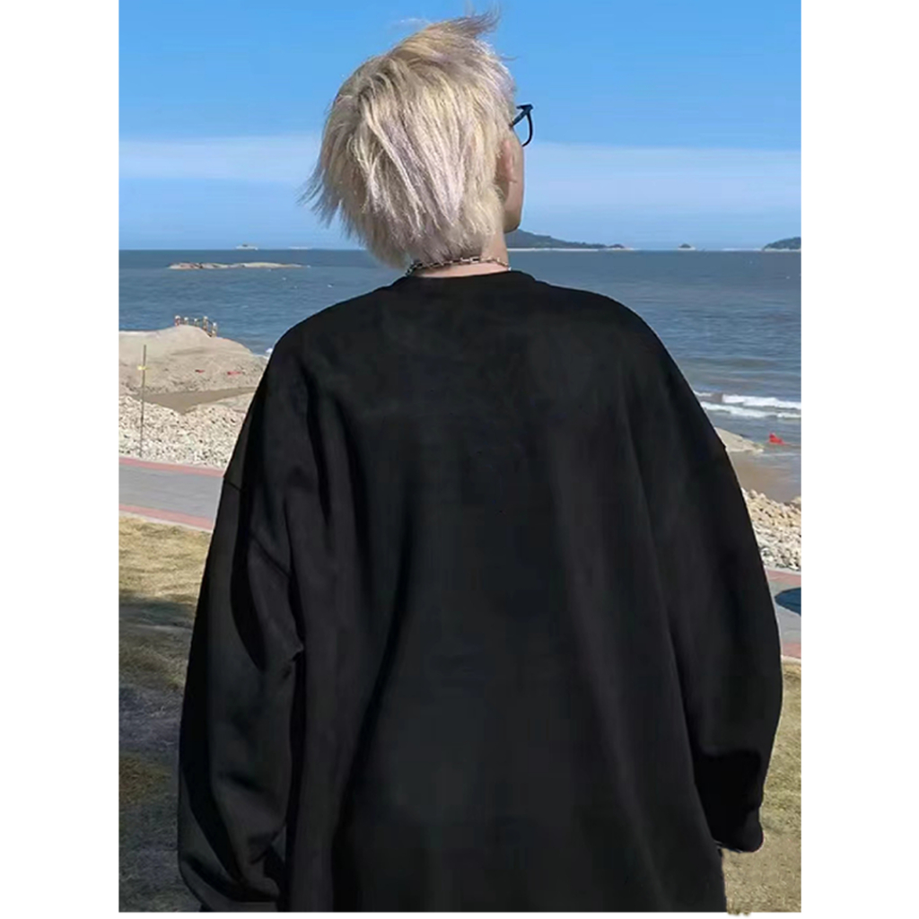 Áo sweater nam đen IFXBYT đẹp basic thời trang in hình unisex 100% cotton-Y0426