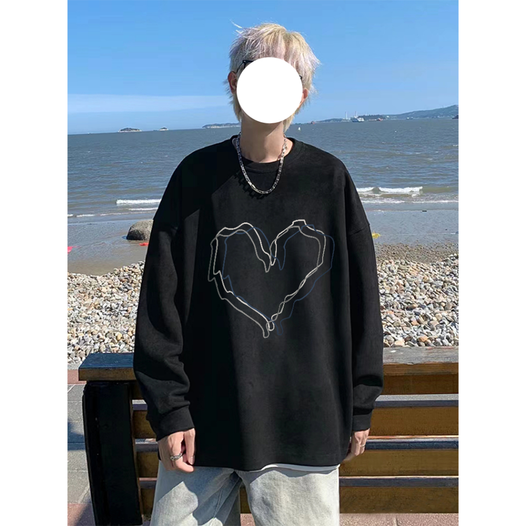 Áo sweater nam đen IFXBYT đẹp basic thời trang in hình unisex 100% cotton-Y0426