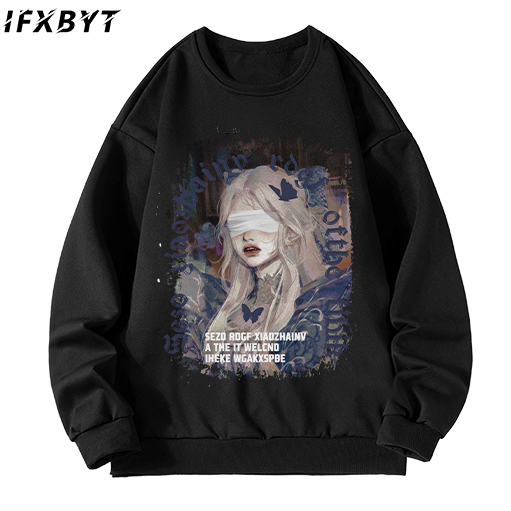 Áo sweater nam đen IFXBYT đẹp basic cổ tròn in hình unisex 100% cotton-Y0340