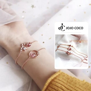 JOJO COCO Ba Vòng Tay Đính Đá pha lê Màu Hồng / Vàng Hình Hành Tinh Cho Nữ