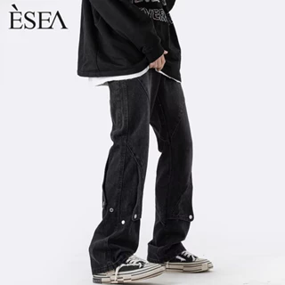 Esea Quần Jean Dài Dáng Rộng Phong Cách retro Mỹ Thời Trang Thường Ngày Cho Cả Nam Và Nữ