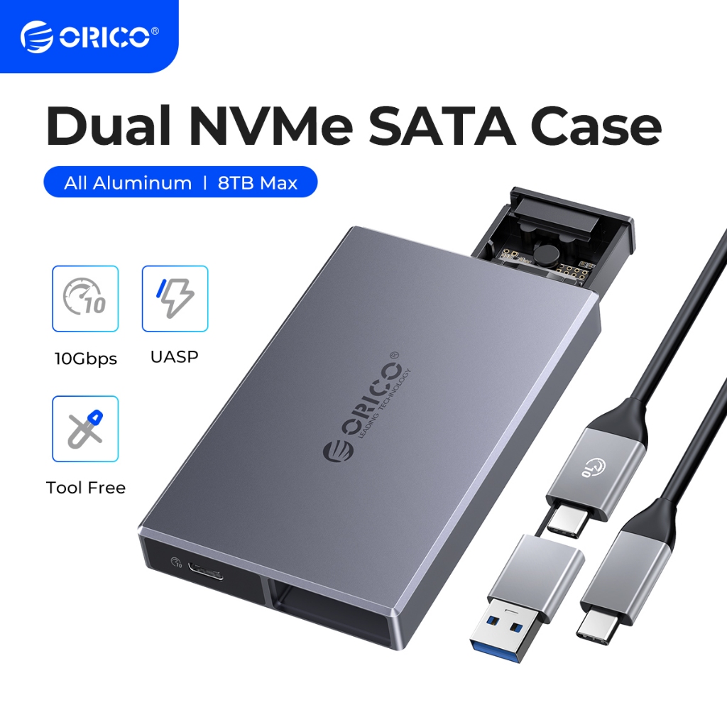 Orico Bộ Chuyển Đổi SSD M2 SATA SSD SATA 6Gbps NVMe 10Gbps PCIe Type C M.2 SSD Hỗ Trợ Windows MacOs Linux (CM2C3-G2)