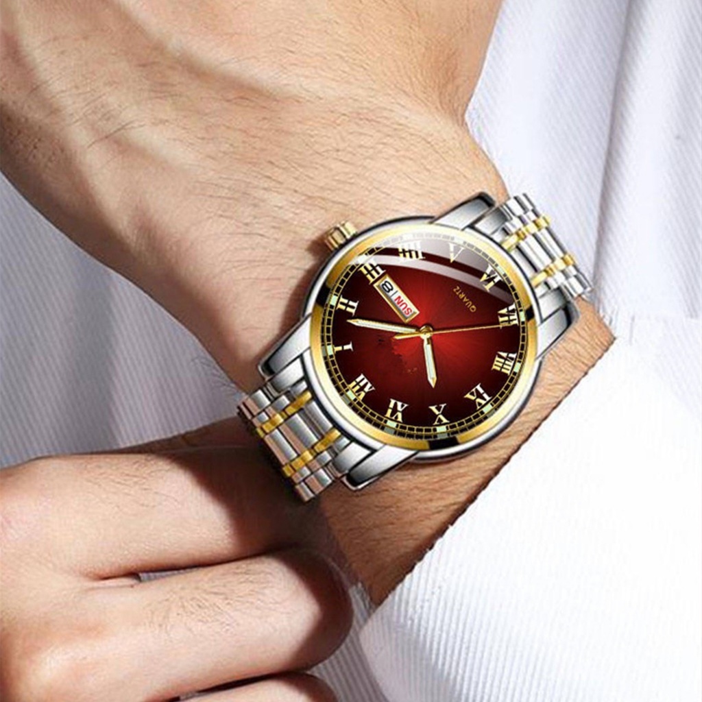 Đồng Hồ Đeo Tay Có Lịch Số La Mã Bằng Thép Không Gỉ Cho Nam