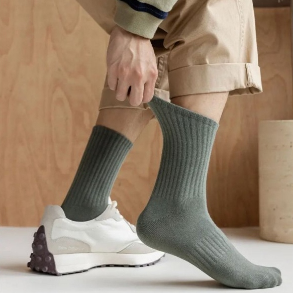 Vớ Cotton Cổ Cao Màu Sắc Đơn Giản Phong Cách Thể Thao Thời Trang Xuân Hè Cho Nam