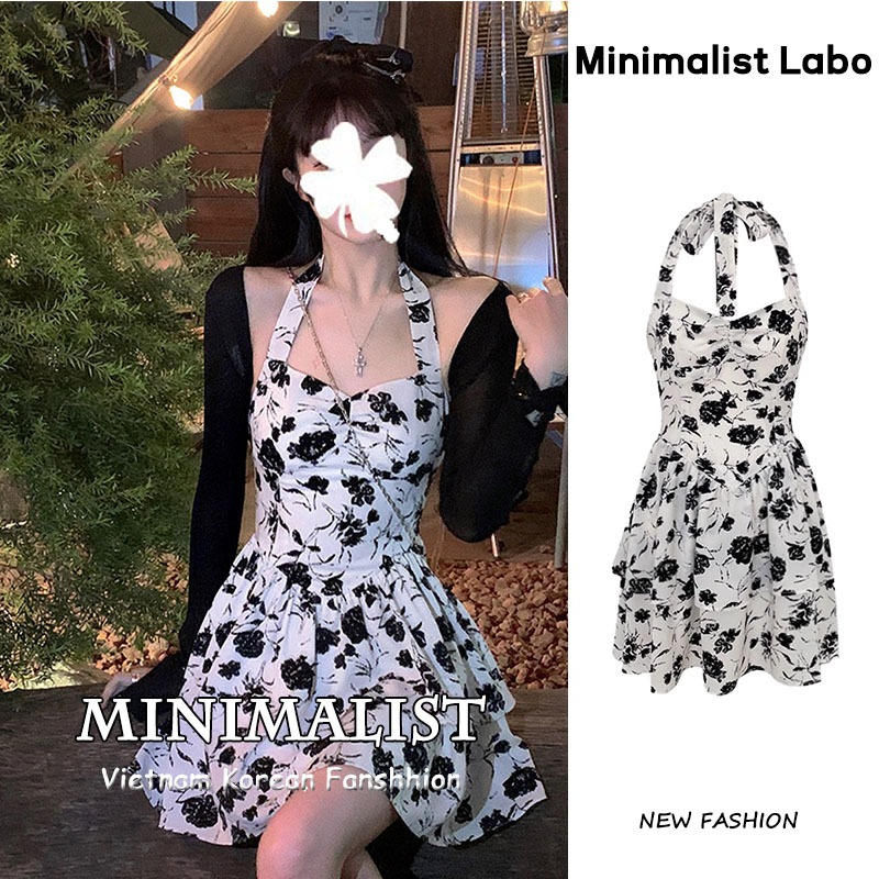 Minimalist Labo Đầm Hai Dây Họa Tiết Hoa Quyến Rũ Gợi Cảm Cho Nữ