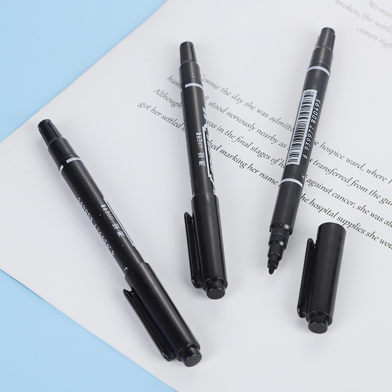 10 Cái/hộp Đen Đôi Kết Thúc Da Bút Hình Xăm Xuyên Định Vị Đánh Dấu Dụng Cụ