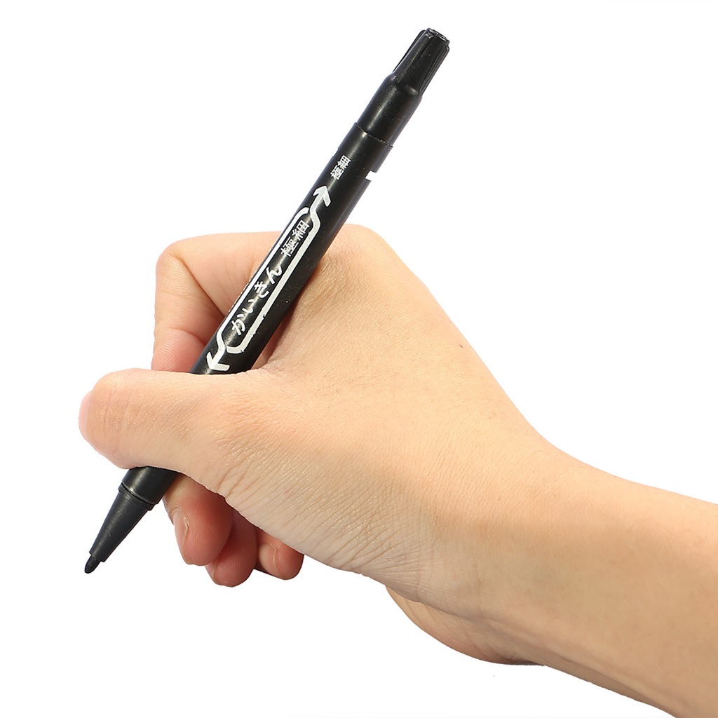 10 Cái/hộp Đen Đôi Kết Thúc Da Bút Hình Xăm Xuyên Định Vị Đánh Dấu Dụng Cụ