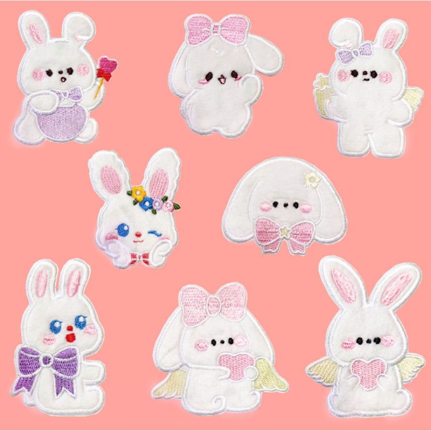 Miếng Dán Vải Lông Tự Dính Thêu Hình Thỏ Hoạt Hình Trang Trí Quần Áo Thời Trang Dành Cho Trẻ Em