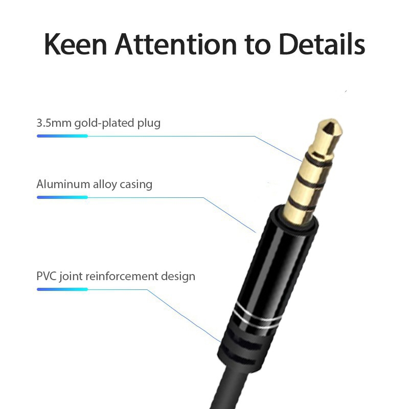 Dây Cáp Âm Thanh Nối Dài 1M 2M 3M Cổng Aux 3.5mm Kèm Mic Cho Điện Thoại / Pc / Laptop