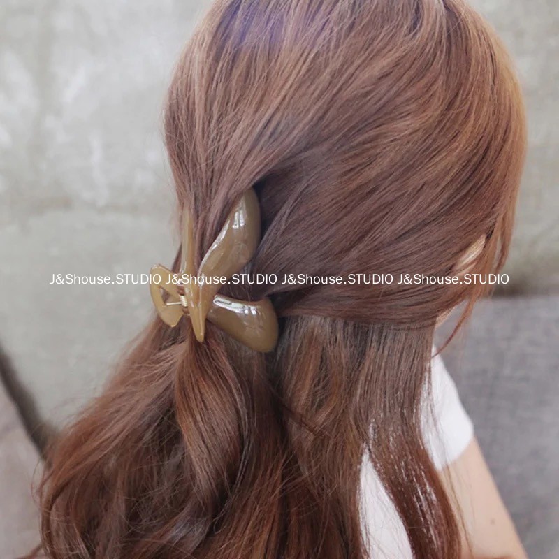 Kf010 Kẹp Tóc acrylic Hình Xương Cá Cỡ Lớn Phong Cách Hàn Quốc Đơn Giản Dành Cho Nữ