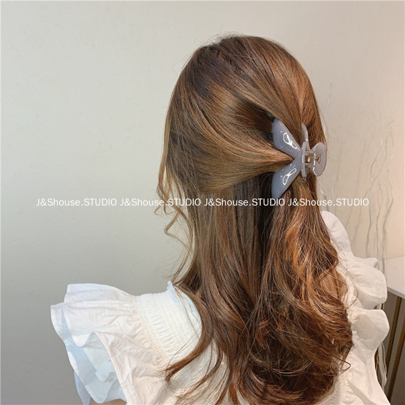 Kf010 Kẹp Tóc acrylic Hình Xương Cá Cỡ Lớn Phong Cách Hàn Quốc Đơn Giản Dành Cho Nữ