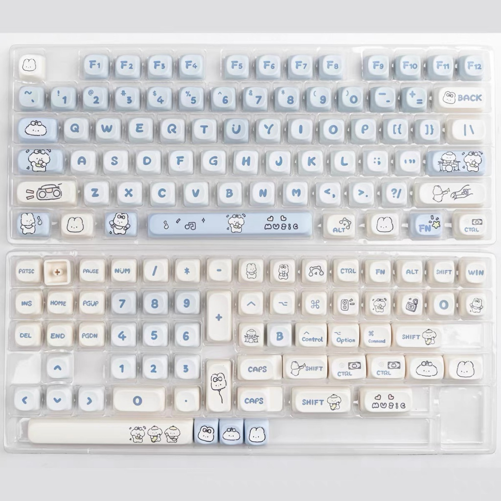 139 Phím Ban nhạc Puppies Keycaps MOA Chiều cao PBT Chất liệu Thăng hoa nhiệt Màu tím Bàn phím cơ khí Keycap Phù hợp 61/68/75/84/87/96/98/104/108