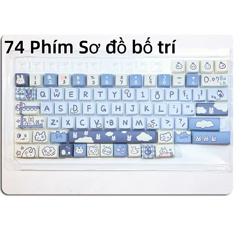 74/151 Phím Dudu Rabbit Keycaps MDA/Cherry Chiều Cao PBT Chất liệu Năm mặt thăng hoa nhiệt cá nhân tùy dương Keycaps Áp dụng 61/68/75/84/87/104/108 keycaps