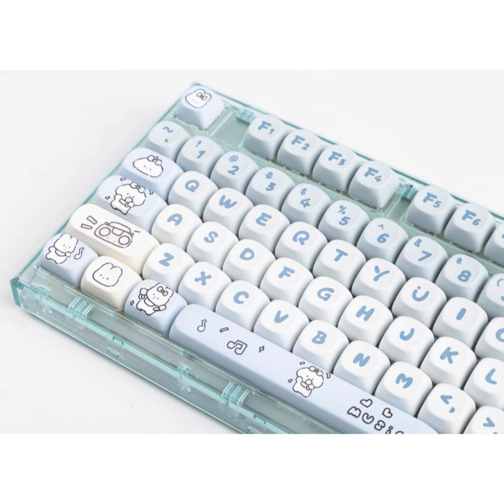 139 Phím Ban nhạc Puppies Keycaps MOA Chiều cao PBT Chất liệu Thăng hoa nhiệt Màu tím Bàn phím cơ khí Keycap Phù hợp 61/68/75/84/87/96/98/104/108