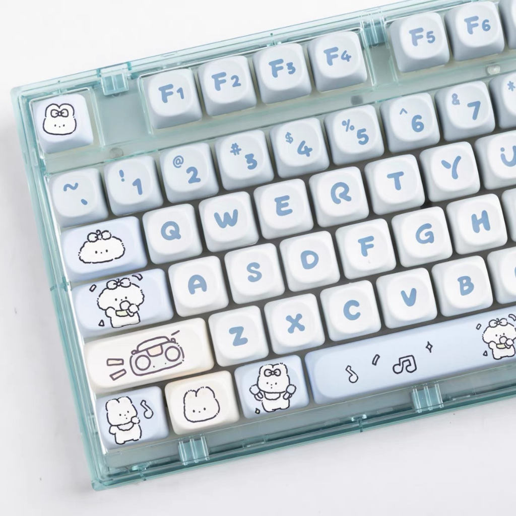 139 Phím Ban nhạc Puppies Keycaps MOA Chiều cao PBT Chất liệu Thăng hoa nhiệt Màu tím Bàn phím cơ khí Keycap Phù hợp 61/68/75/84/87/96/98/104/108
