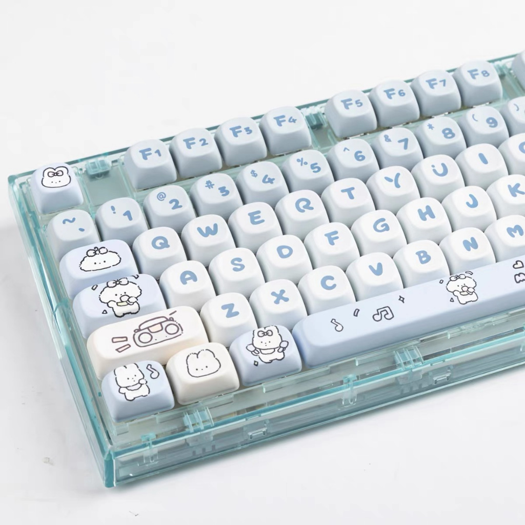 139 Phím Ban nhạc Puppies Keycaps MOA Chiều cao PBT Chất liệu Thăng hoa nhiệt Màu tím Bàn phím cơ khí Keycap Phù hợp 61/68/75/84/87/96/98/104/108