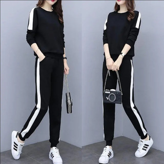 Bộ đồ 2 món vải cotton phong cách thể thao phương Tây thời trang 2021 dành cho nữ