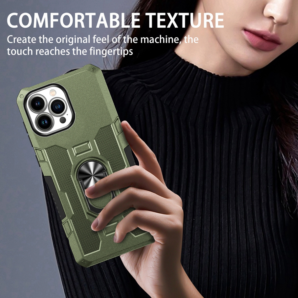Ốp Điện Thoại Cứng Kiểu Giáp Chống Sốc Kèm Giá Đỡ Nhẫn Cho iphone 15 pro max 14 plus 13 12 11 xs xr x 8 7 6 6s se