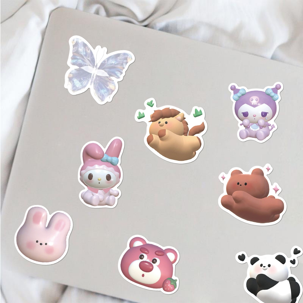 Bộ 51 Miếng Dán 3D Hình Sanrio Hellokitty Mymelody Kuromi Dễ Thương