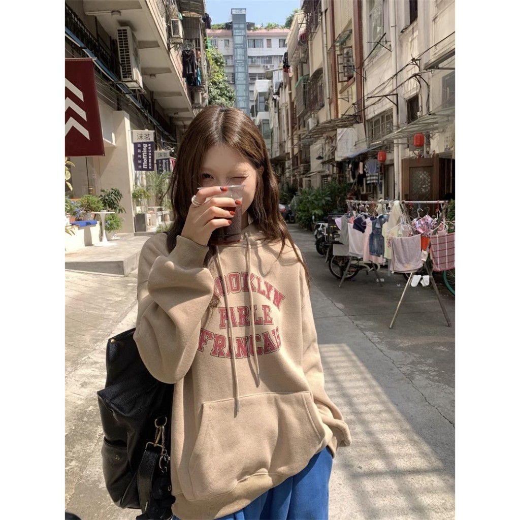 Áo Hoodie Tay Dài In Chữ Thời Trang Mùa Đông