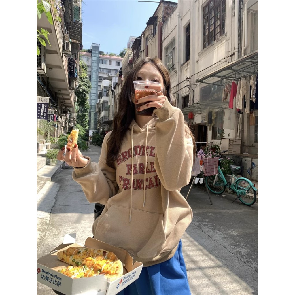 Áo Hoodie Tay Dài In Chữ Thời Trang Mùa Đông