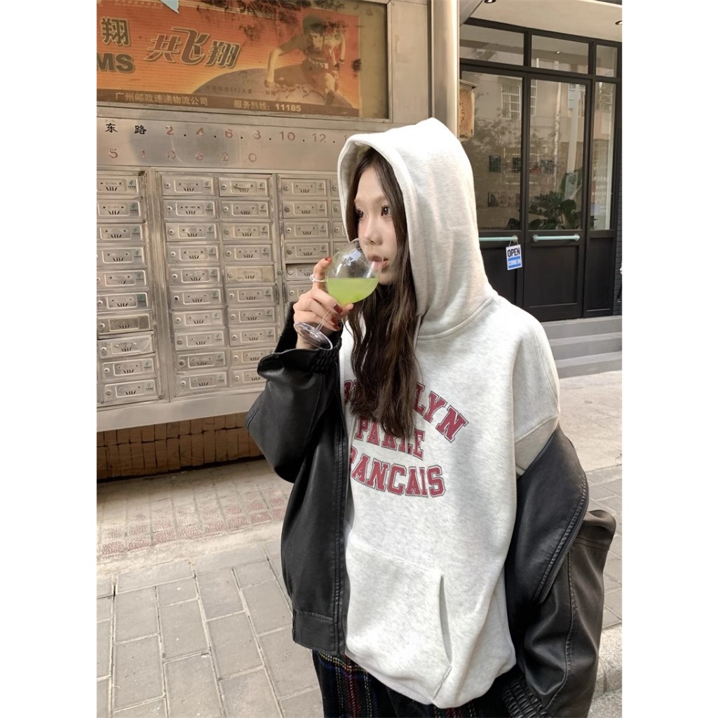Áo Hoodie Tay Dài In Chữ Thời Trang Mùa Đông