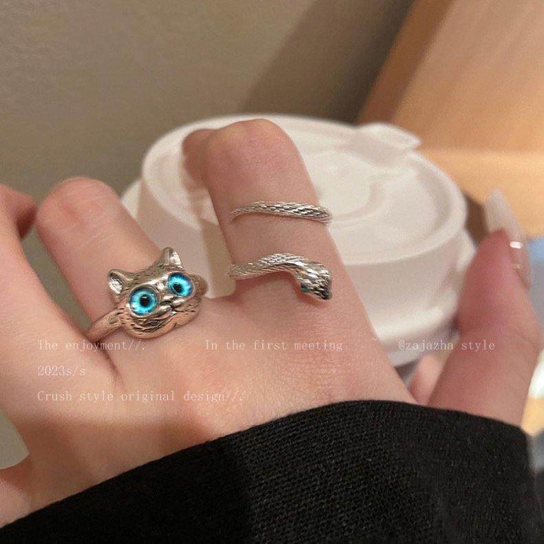 Nhẫn Đeo Ngón Trỏ Hình Rắn / Mèo Độc Đáo Thời Trang Cho Nữ