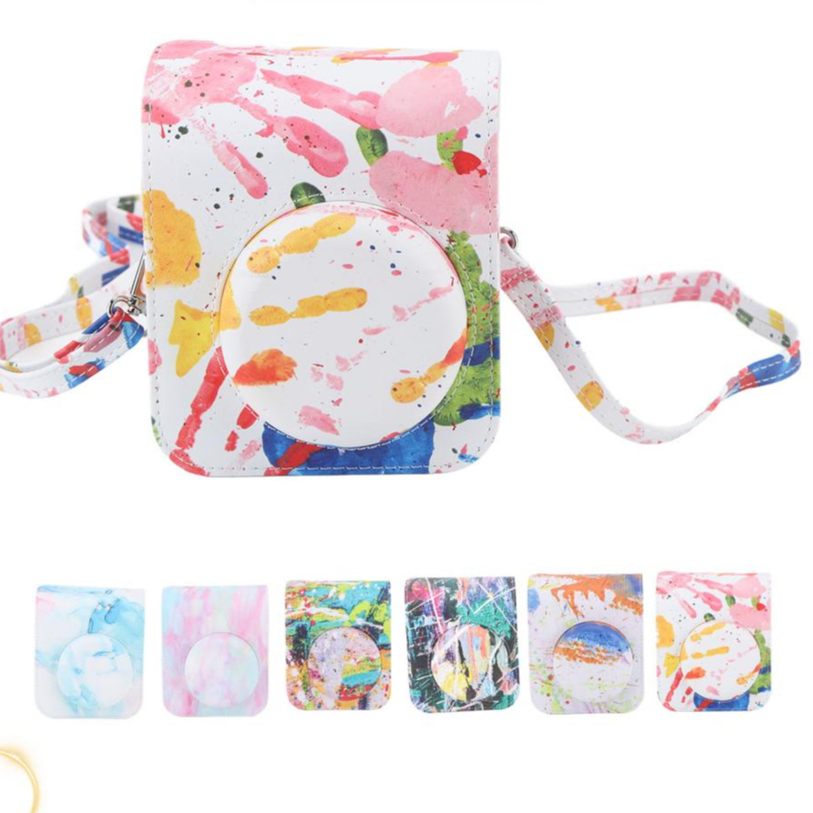 Có thể bán buôn Túi đựng bảo vệ bằng da PU in màu có dây đeo vai thể điều chỉnh phù hợp cho Fujifilm Instax Mini 12 Washington057 Hàng giao ngay