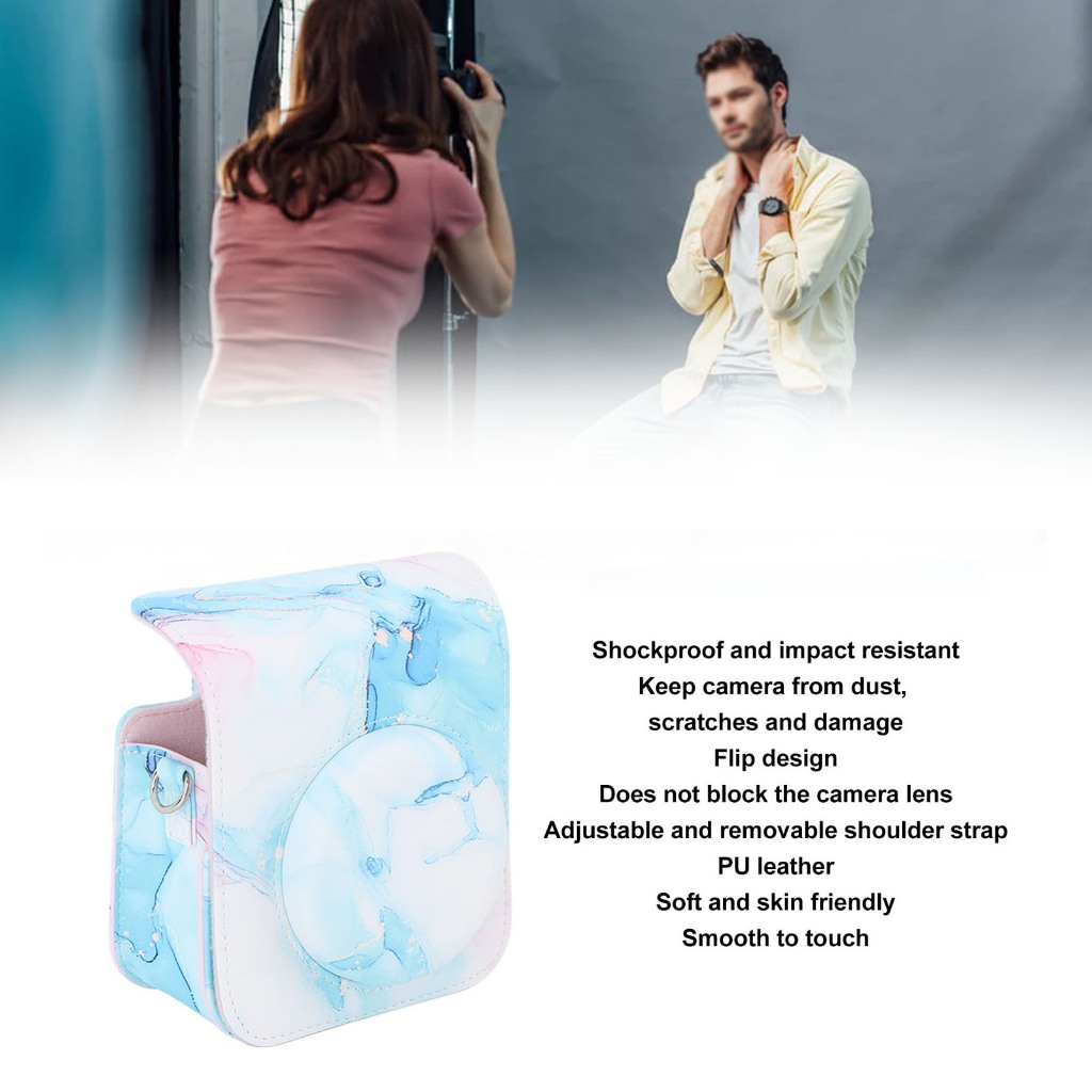 Có thể bán buôn Túi đựng bảo vệ bằng da PU in màu có dây đeo vai thể điều chỉnh phù hợp cho Fujifilm Instax Mini 12 Washington057 Hàng giao ngay