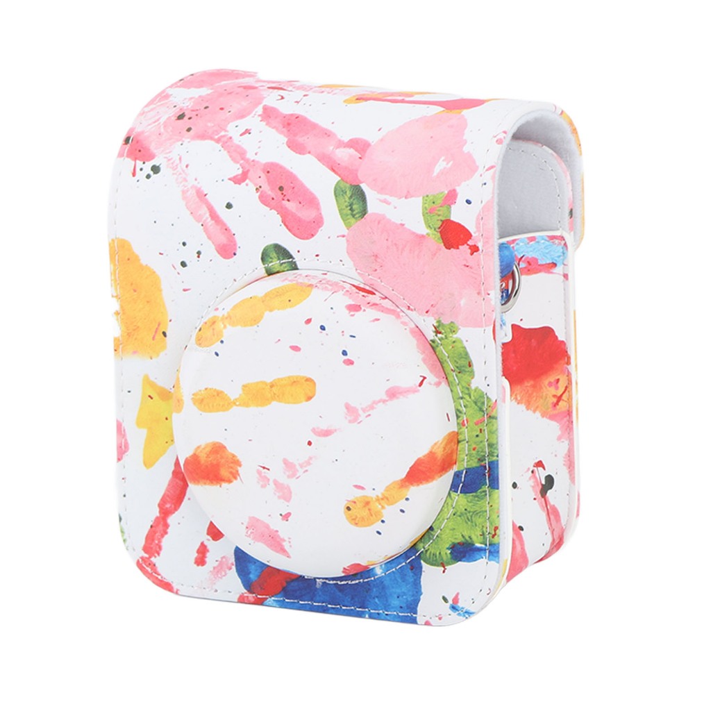 Có thể bán buôn Túi đựng bảo vệ bằng da PU in màu có dây đeo vai thể điều chỉnh phù hợp cho Fujifilm Instax Mini 12 Washington057 Hàng giao ngay