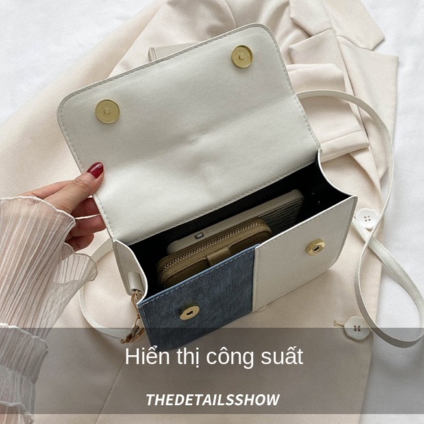 Túi Đeo Chéo Hình Vuông Nhỏ Thiết Kế Màu Tương Phản Phong Cách Mới 2023 Cho Nữ