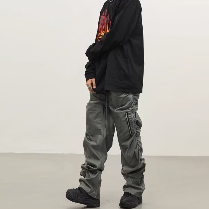 Quần Dài hip hop Đường Phố Mỹ - Thời Trang Mùa Thu 2023 Màu Trơn Đơn Giản Phù Hợp Với Nam Và Nữ