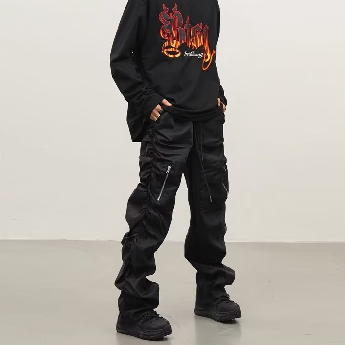 Quần Dài hip hop Đường Phố Mỹ - Thời Trang Mùa Thu 2023 Màu Trơn Đơn Giản Phù Hợp Với Nam Và Nữ